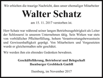 Traueranzeige von Walter Schatz  von Magdeburger Volksstimme