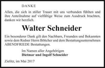 Traueranzeige von Walter Schneider  von Magdeburger Volksstimme