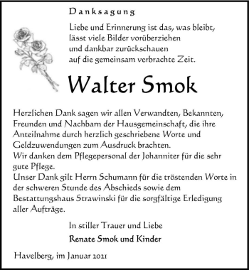Traueranzeige von Walter Smok  von Magdeburger Volksstimme