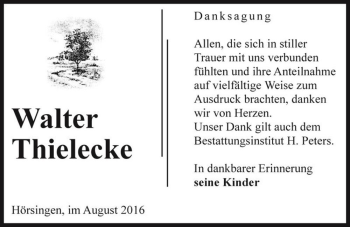 Traueranzeige von Walter Thielecke  von Magdeburger Volksstimme