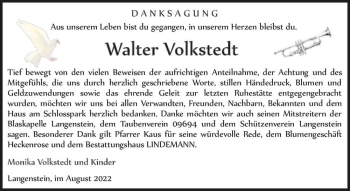 Traueranzeige von Walter Volkstedt  von Magdeburger Volksstimme