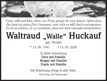 Traueranzeige von Waltraud ,,Walle