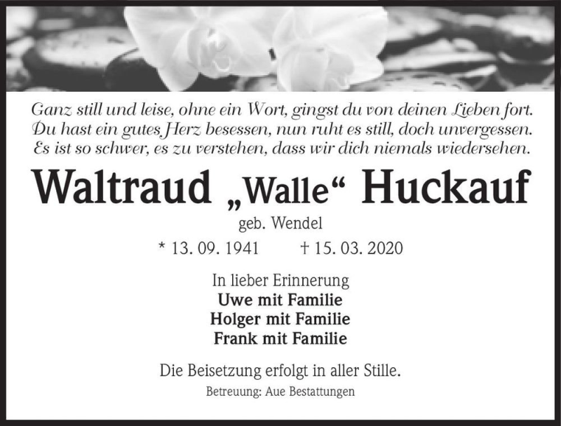  Traueranzeige für Waltraud ,,Walle