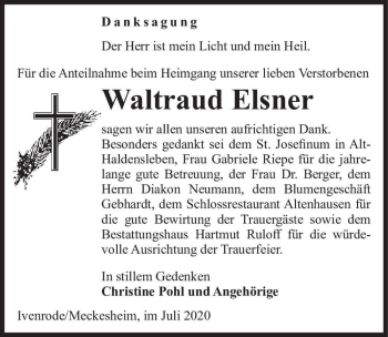Traueranzeige von Waltraud Elsner  von Magdeburger Volksstimme