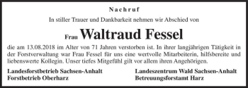Traueranzeige von Waltraud Fessel  von Magdeburger Volksstimme