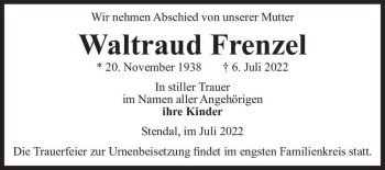 Traueranzeige von Waltraud Frenzel  von Magdeburger Volksstimme