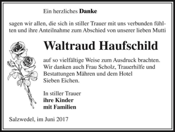 Traueranzeige von Waltraud Haufschild  von Magdeburger Volksstimme
