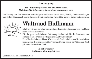 Traueranzeige von Waltraud Hoffmann  von Magdeburger Volksstimme