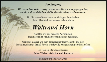Traueranzeige von Waltraud Horn  von Magdeburger Volksstimme