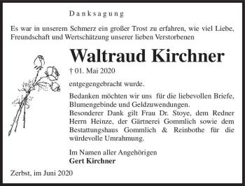 Traueranzeige von Waltraud Kirchner  von Magdeburger Volksstimme