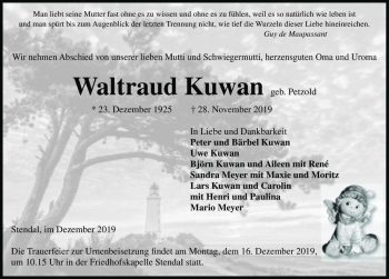 Traueranzeige von Waltraud Kuwan (geb. Petzold)  von Magdeburger Volksstimme