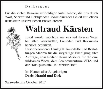Traueranzeige von Waltraud Kärsten  von Magdeburger Volksstimme
