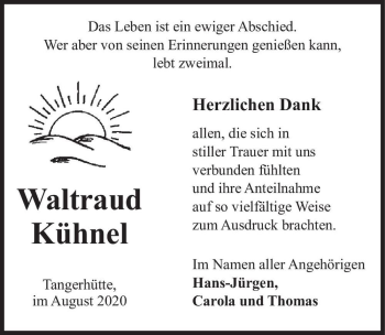 Traueranzeige von Waltraud Kühnel  von Magdeburger Volksstimme