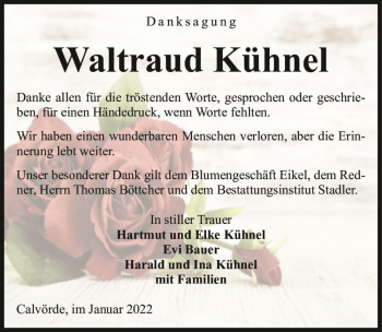 Traueranzeige von Waltraud Kühnel  von Magdeburger Volksstimme