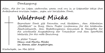 Traueranzeige von Waltraud Mücke  von Magdeburger Volksstimme