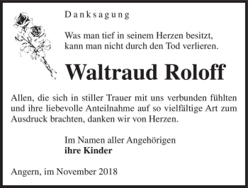 Traueranzeige von Waltraud Roloff  von Magdeburger Volksstimme