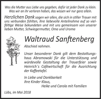 Traueranzeige von Waltraud Sanftenberg  von Magdeburger Volksstimme
