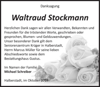 Traueranzeige von Waltraud Stockmann  von Magdeburger Volksstimme