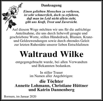 Traueranzeige von Waltraud Wilke  von Magdeburger Volksstimme