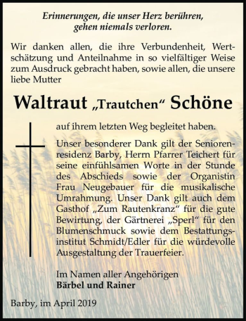 Traueranzeige von Waltraut ,,Trautchen
