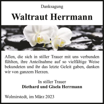 Traueranzeige von Waltraut Herrmann  von Magdeburger Volksstimme