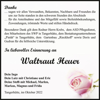 Traueranzeige von Waltraut Heuer  von Magdeburger Volksstimme