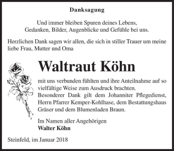 Traueranzeige von Waltraut Köhn  von Magdeburger Volksstimme