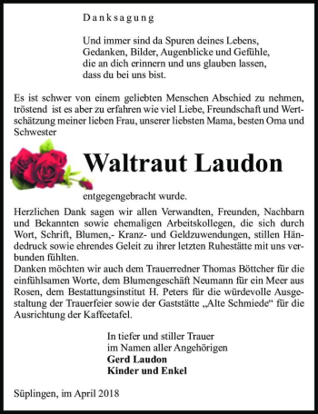Traueranzeige von Waltraut Laudon  von Magdeburger Volksstimme