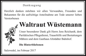 Traueranzeige von Waltraut Wüstemann  von Magdeburger Volksstimme