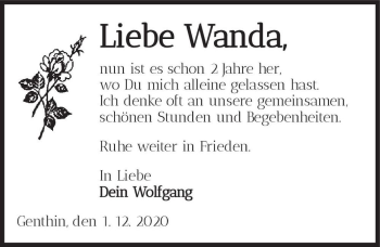 Traueranzeige von Wanda  von Magdeburger Volksstimme