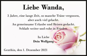 Traueranzeige von Wanda  von Magdeburger Volksstimme