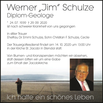 Traueranzeige von Werner 