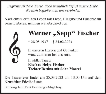 Traueranzeige von Werner 