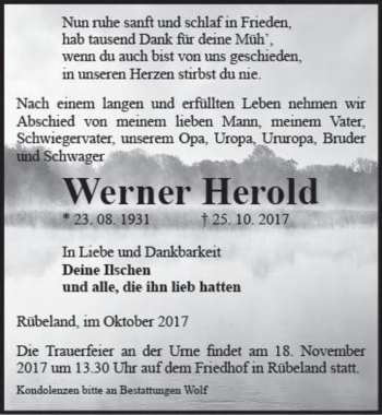 Traueranzeige von Werner  von Magdeburger Volksstimme