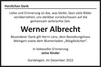 Traueranzeige von Werner Albrecht  von Magdeburger Volksstimme