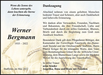 Traueranzeige von Werner Bergmann  von Magdeburger Volksstimme