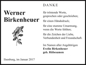 Traueranzeige von Werner Birkenheuer  von Magdeburger Volksstimme
