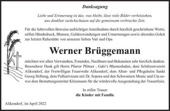 Traueranzeige von Werner Brüggemann  von Magdeburger Volksstimme