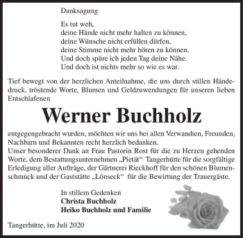 Traueranzeige von Werner Buchholz  von Magdeburger Volksstimme