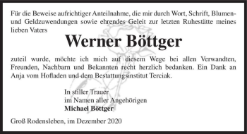 Traueranzeige von Werner Böttger  von Magdeburger Volksstimme