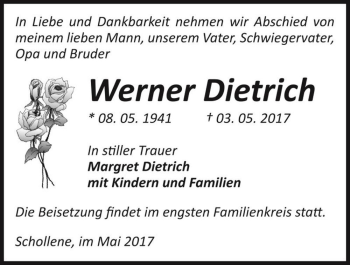 Traueranzeige von Werner Dietrich  von Magdeburger Volksstimme
