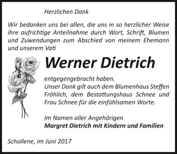 Traueranzeige von Werner Dietrich  von Magdeburger Volksstimme