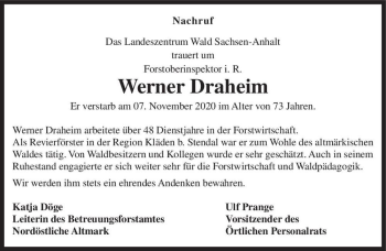 Traueranzeige von Werner Draheim  von Magdeburger Volksstimme