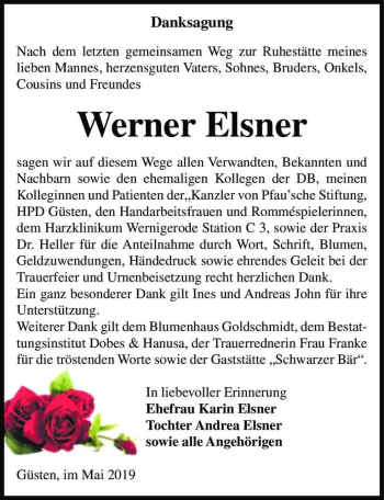 Traueranzeige von Werner Elsner  von Magdeburger Volksstimme