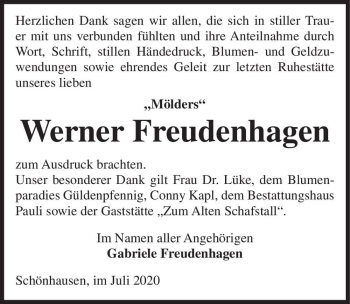 Traueranzeige von Werner Freudenhagen  von Magdeburger Volksstimme
