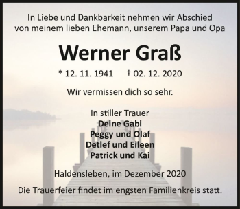 Traueranzeige von Werner Graß  von Magdeburger Volksstimme