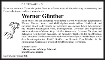 Traueranzeige von Werner Günther  von Magdeburger Volksstimme