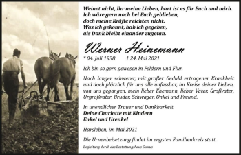Traueranzeige von Werner Heinemann  von Magdeburger Volksstimme