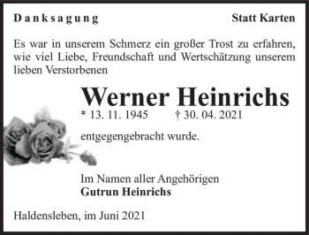 Traueranzeige von Werner Heinrichs  von Magdeburger Volksstimme