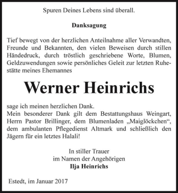 Traueranzeige von Werner Heinrichs  von Magdeburger Volksstimme